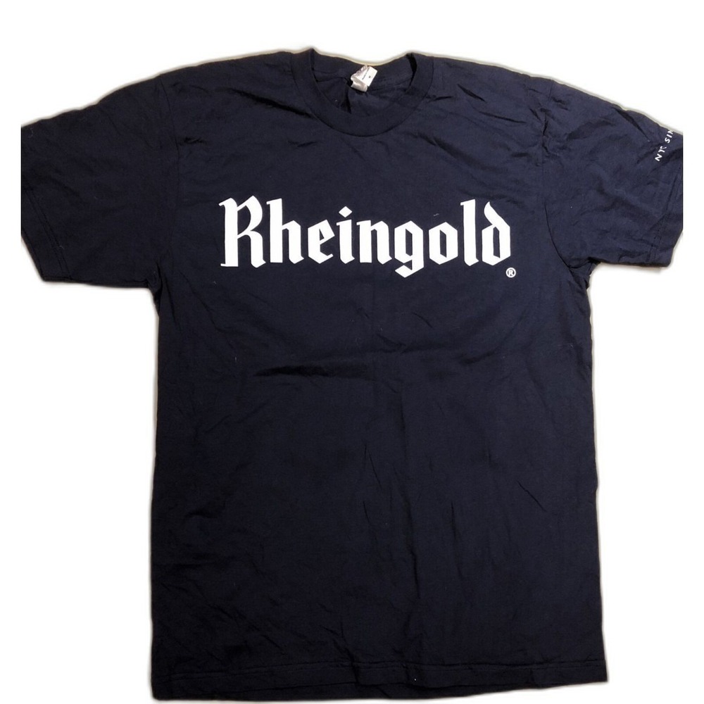 NEW! Retro Vintage Rheingold Beer Classic NY Navy Blue T-Shirt Men's Medium NOS